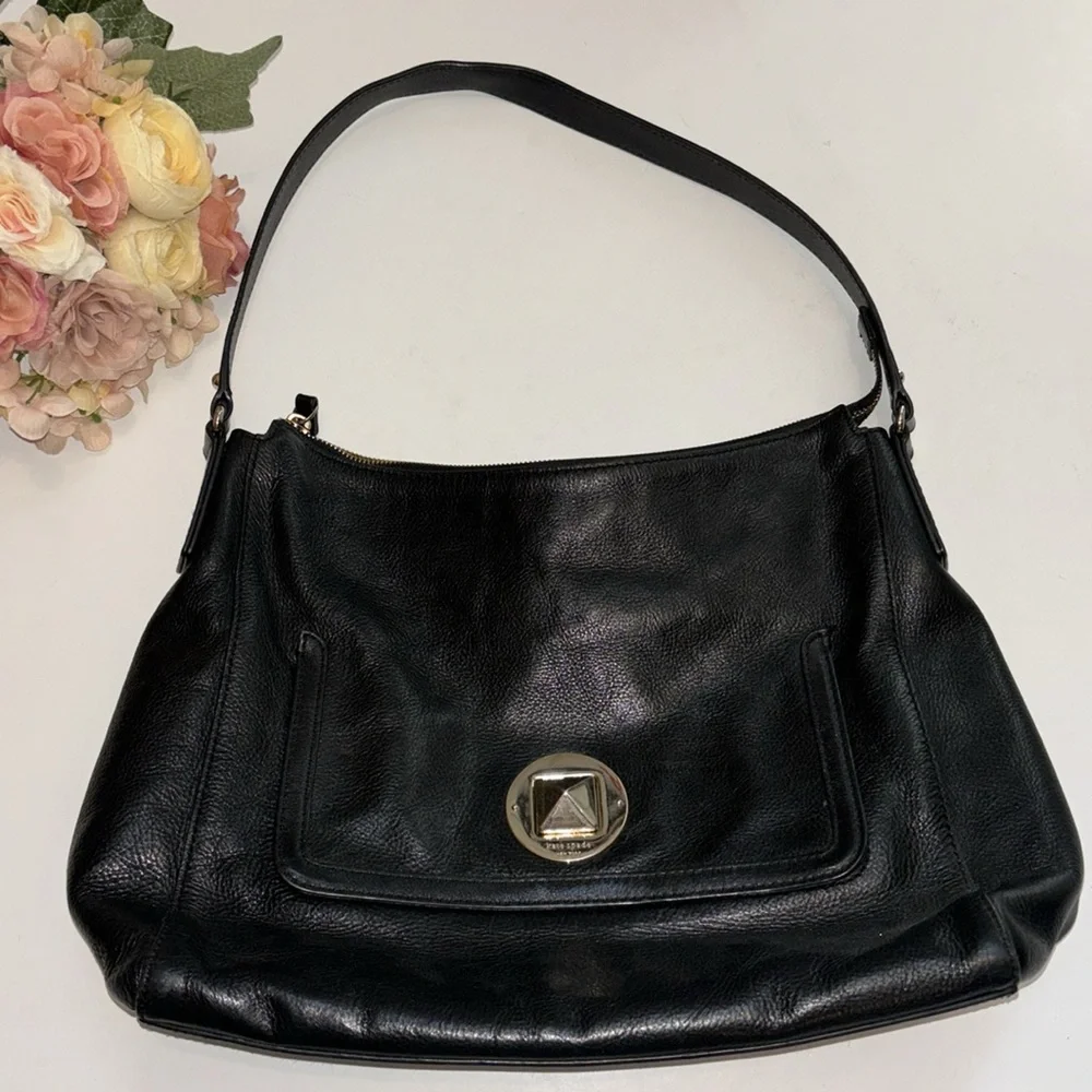 Kate Spade Black pebble leather shoulder bag NYC GIRLIE 90s Y2K